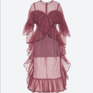 Daya by Zendaya Raspberry Mesh Ruffle Dress